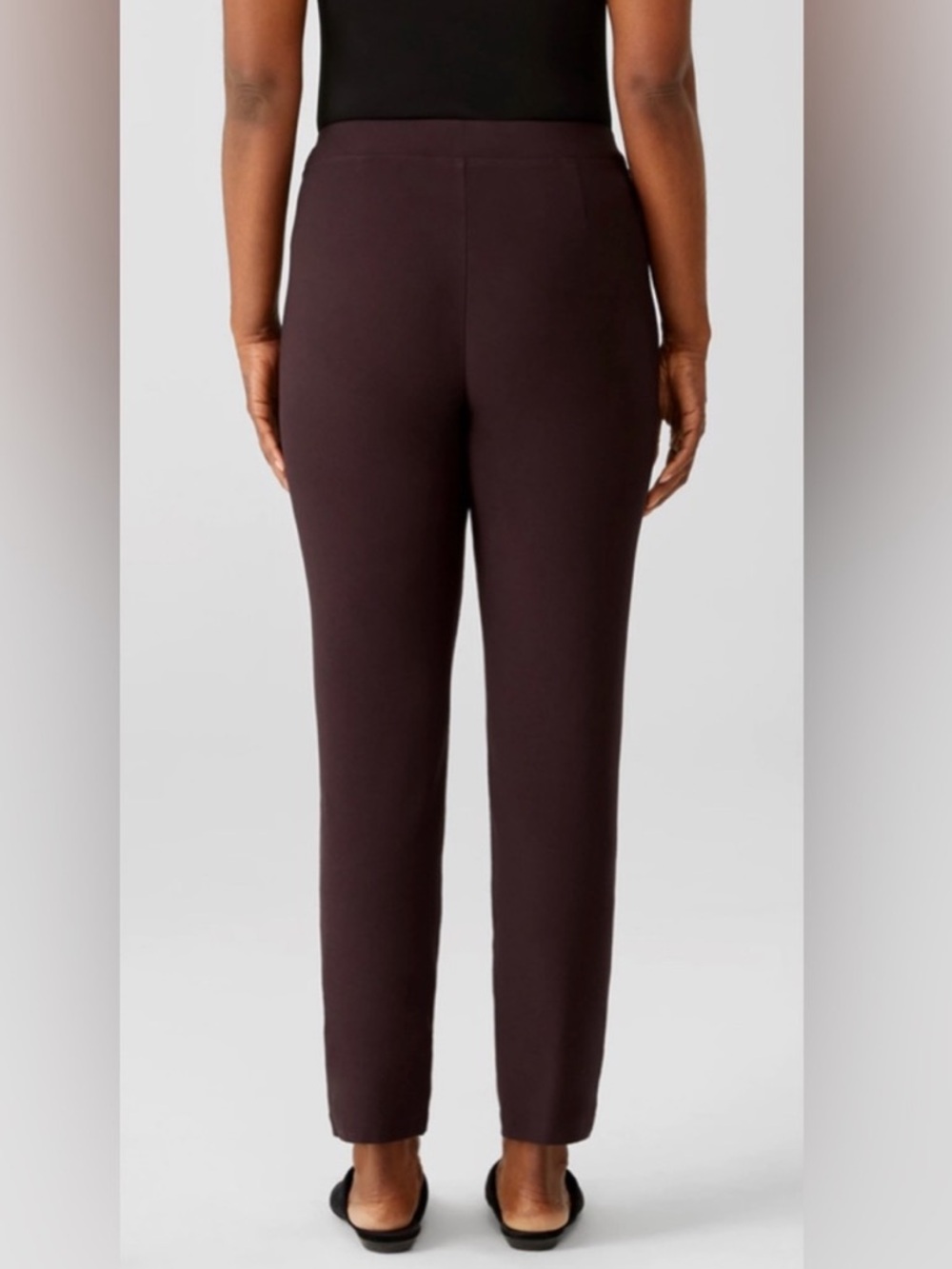 Eileen Fisher Washable Stretch Crepe Slim Ankle Pant Cassis Purple Large TK - Picture 2 of 16